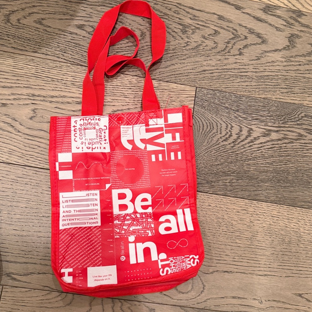Lululemon reusable tote bags set of 3 snap closure top gym lunch travel bag - Picture 5 of 7